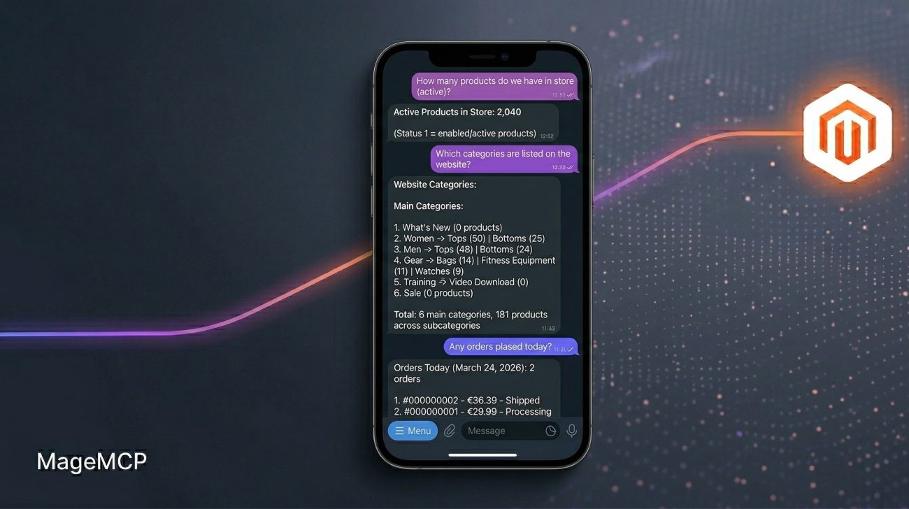 MageMCP - conectare AI la magazin Magento prin Telegram